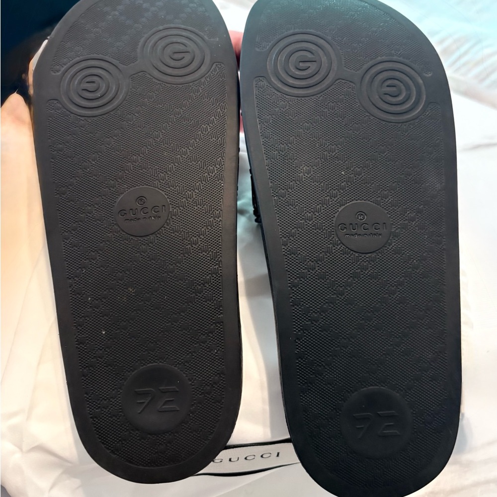 Gucci Black Embossed Slide Sandals - Picture 4 of 6